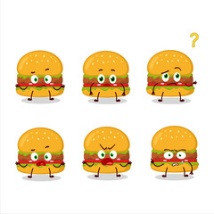 Cartoon character of hamburger with what expression