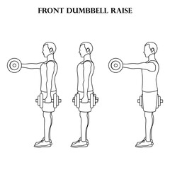 Front dumbbell raise workout exercise vector illustration outline