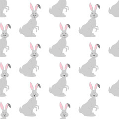 Rabbit cute animal vector illustration seamless pattern
