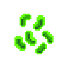 Fototapeta premium Bacteria pixel art icon. Bacterium or microbe sign. Micro organisms, virus, germs and bacilli. Medicine infection symbol. Observation in the microscope. Isolated vector illustration. Design for logo.