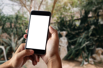 A woman hand holding smart phone