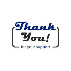 sentence thank you for your support in blue and black