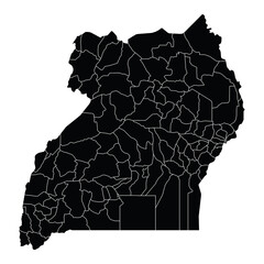 Uganda country map vector with regional areas