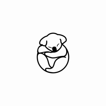 recommend clip art: Cute koala cartoon icon logo in outline style, vector illustration
                    