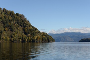 Autumn on Lake Teletskoye. Altai Republic. Western Siberia. Russia