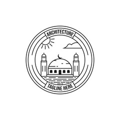 islamic symbol logo line art vector illustration design.