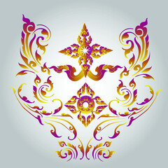 Vector illustration. Thai art pattern or Line Thai background wallpaper design texture.