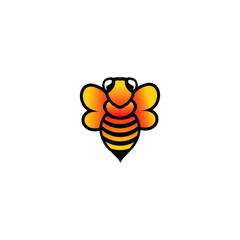 Vector illustartion of bee logo and design template or badge. 
Organic and eco honey label