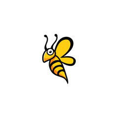 Vector illustartion of bee logo and design template or badge. 
Organic and eco honey label