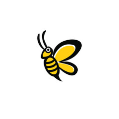 Vector illustartion of bee logo and design template or badge. 
Organic and eco honey label