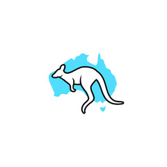 Logotype kangaroo shaped on australian map design vector
