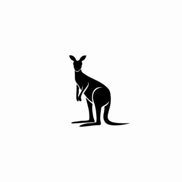 kangaroo icon logo in monochrome style designs vector