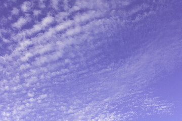 Purple sky and white clouds.