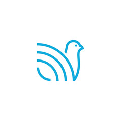 Minimalist modern logo of dove bird in line art style - pigeon vector