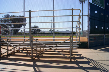 Empty baseball and softball bleacher