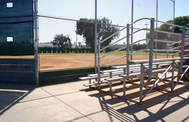 Empty baseball and softball bleacher
