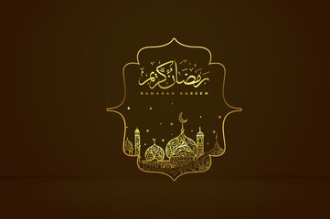 Ramadan Kareem beautiful golden luxury Arabic calligraphy design