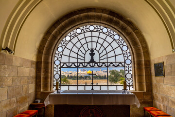  Dominus Flevit church located on the Mountain of Olives on the old part of city Jerusalem. Israel march 2021