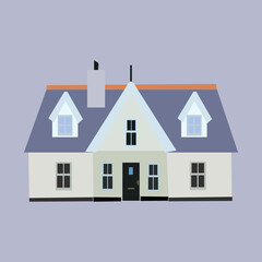 Colored flat vector illustration of European houses.