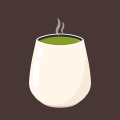Tea cup vector. Matcha cup. white background. symbol.