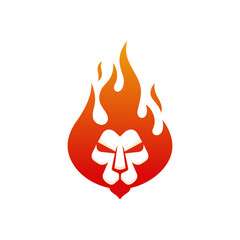 Brave lion on fire logo design template