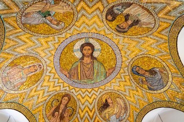 Dormition Abbey at Mount Zion. Detail inside, Jerusalem Israel March 2021