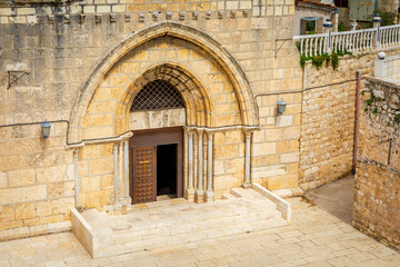 Fototapeta na wymiar Tomb of the Virgin Mary, Church of the Sepulcher of Saint Mary, Jerusalem Israel March 2021