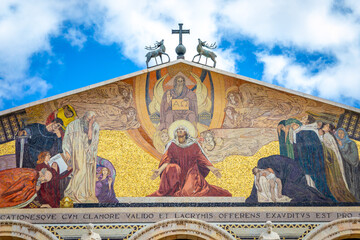 Obraz premium Church of All Nations in Mount of Olives in Jerusalem, Mosaic detail , ISRAEL JERUSALEM - MARCH 2021