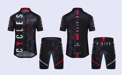 Cycling Jerseys mockup,t-shirt sport design template,uniform for bicycle apparel.