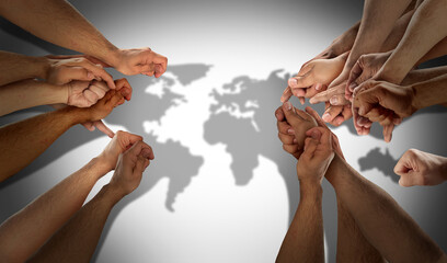 World population concept as diverse international community and earth diversity with people working together united for global togetherness - obrazy, fototapety, plakaty