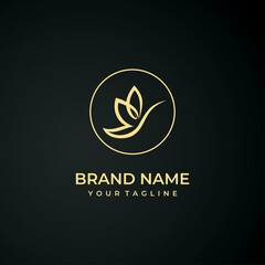 Abstract luxury leaf logo design template for company