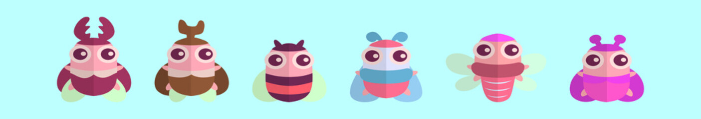 set of insects cartoon icon design template with various models. vector illustration isolated on blue background