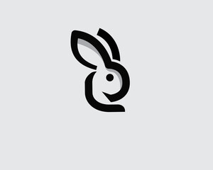 simple rabbit head line art logo symbol design illustration inspiration