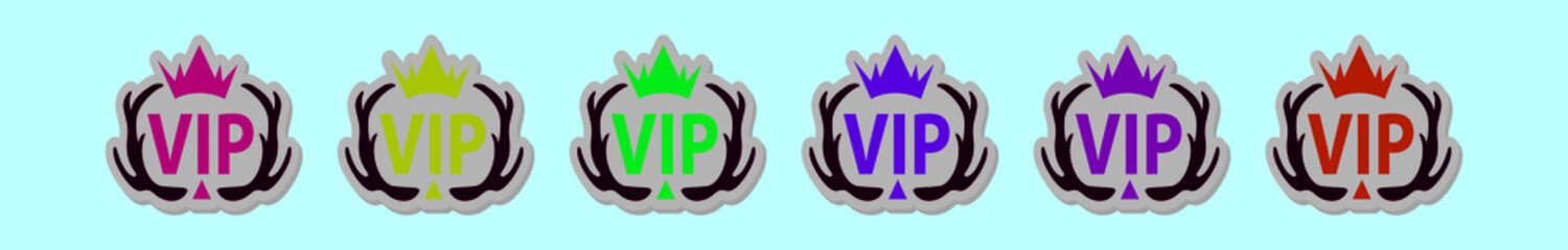set of antlers vip cartoon icon design template with various models. vector illustration isolated on blue background