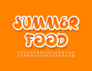 Fototapeta na wymiar Vector bright Sign Summer Food. Modern Playful Font. Artistic Alphabet Letters and Numbers