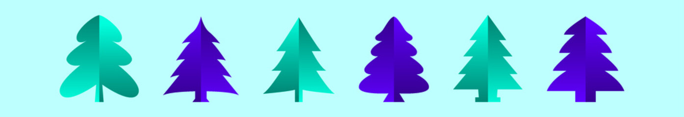 set of christmas tree cartoon icon design template with various models. vector illustration isolated on blue background