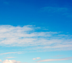 Blue sky and thin clouds background. Beautiful abstract background. Landscape.