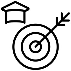 Dartboard with mortarboard, icon of education target