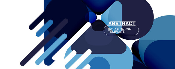 Flat geometric round shapes and dynamic lines, abstract background. Vector illustration for placards, brochures, posters and banners