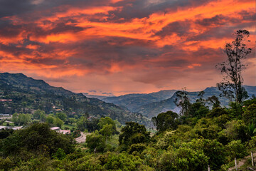 beautiful landscape of Costa Rica, rain forests, mountains, rivers and waterfalls.