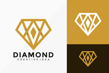 Luxury Line Art Diamond  Logo Vector Design. Abstract emblem, designs concept, logos, logotype element for template.