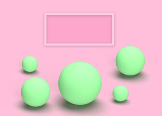 Stage for product in podium platform. 3d rendering blue pink and green 3d background