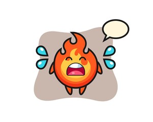 fire cartoon illustration with crying gesture