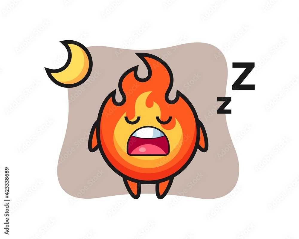 Wall mural fire character illustration sleeping at night