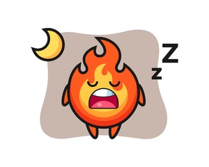 fire character illustration sleeping at night