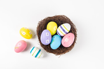 Colorful Easter eggs isolated on white background