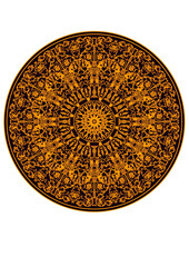 classical Mandala, rosette, eight-pointed star, set of Ornamental vector rosettes, snowflakes gold on burgundy background