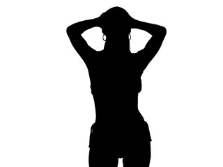 シャワーを浴びる水着姿の女性シルエット_3