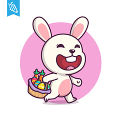 Obraz na płótnie Canvas Cute Rabbit Easter Vector illustration, fit for Easter Event Poster, Sticker, Card, etc