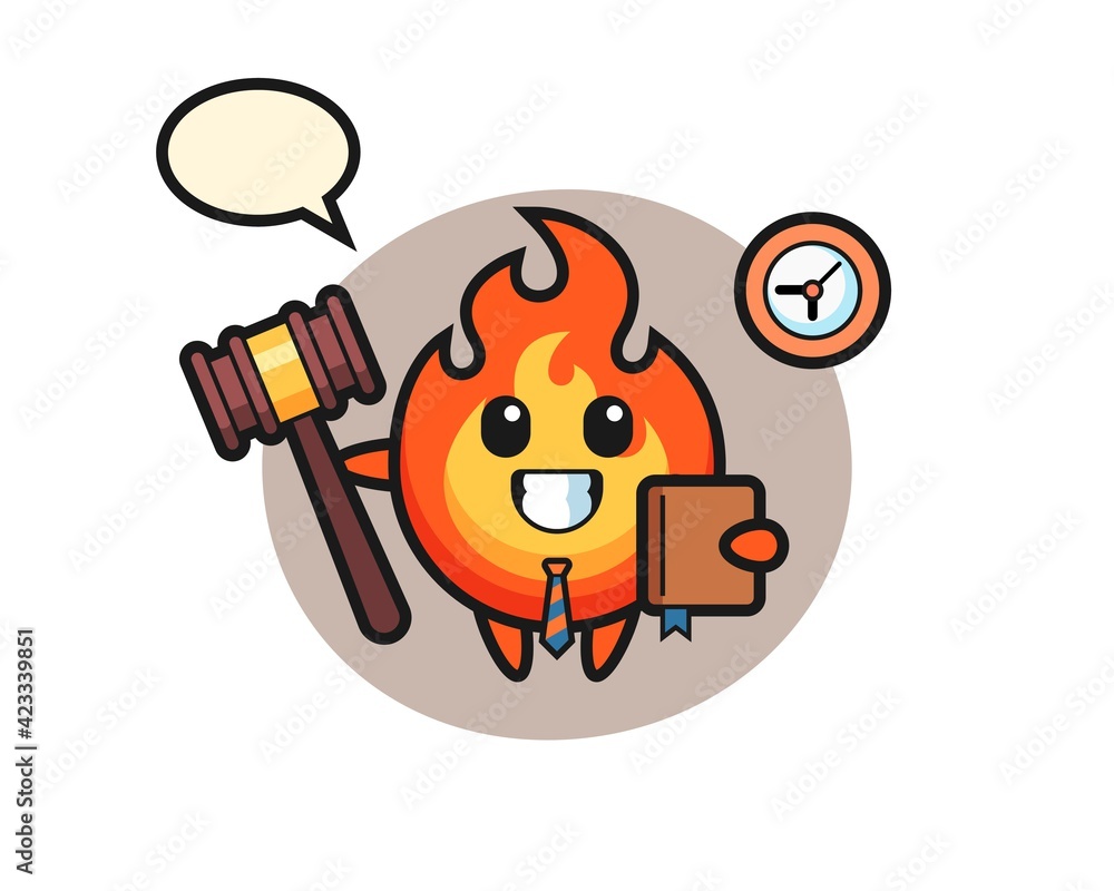 Sticker Mascot cartoon of fire as a judge